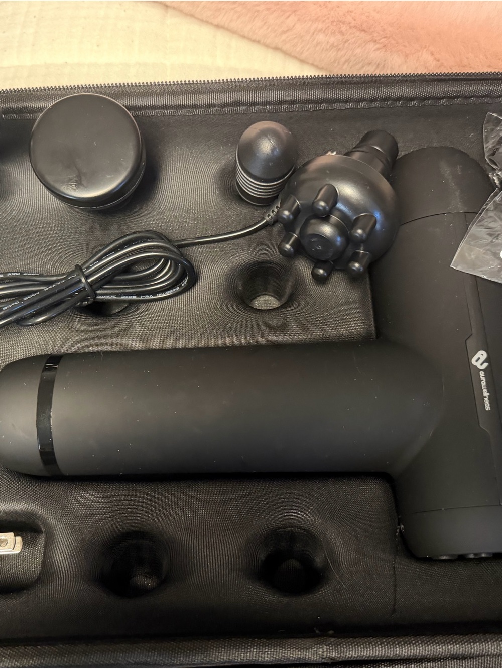 Aura Black Percussion Massage Gun with Multiple Attachments